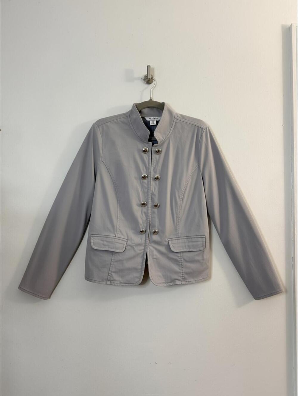 WHBM White House Black Market Gray Military Button Jacket Women’s Size 10 Blazer